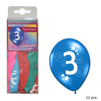 Coloré Ballons latex Nr. 3:12 pièce, 30cm, coloré 