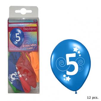 Bunte Luftballons Nr. 5:12 Stück, 30cm, bunt 