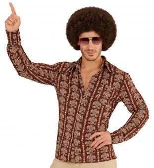 Chemise groovy des années 70 old school:marron 
