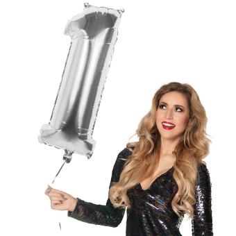 Folienballon Zahl 1:86 cm, silber 