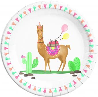 Lama Hawaii Assiettes de fête:8 pièce, 20 cm, multicolore 