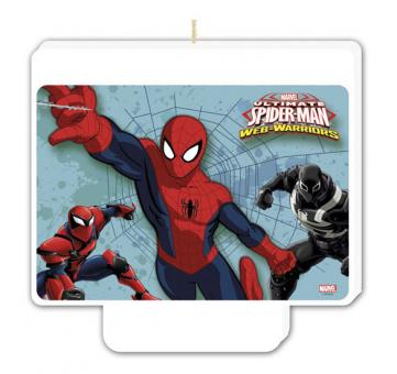 Spiderman Cake Candle:8 x 6 cm, blue/red 