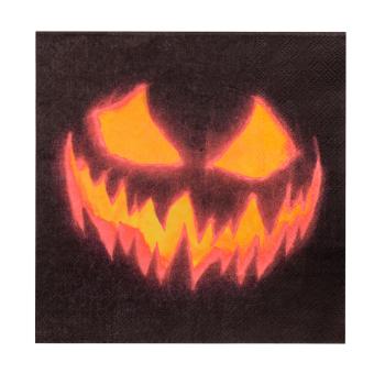 Creepy Pumpkin Halloween Napkins:12 Item, 33 x 33 cm, black 