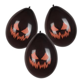 Creepy Pumpkin Luftballons:6 Stück, 25 cm, schwarz 