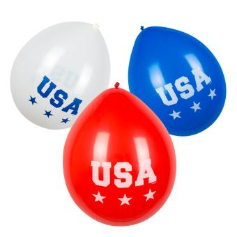 Luftballons USA:6 Stück, 25 cm, mehrfarbig 