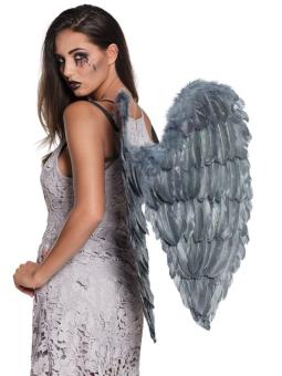Engelsflügel Fallen mit Federn: Kostümzubehör:65 x 65 cm, grau 