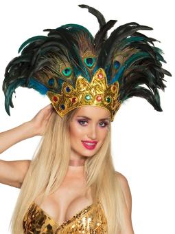 Coiffe en plumes de paon:multicolore 