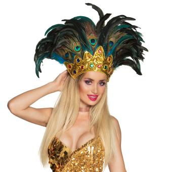 Peacock feather headdress:multicolored 