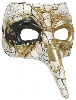 Venezianische Schnabel Maske:weiss/gold 