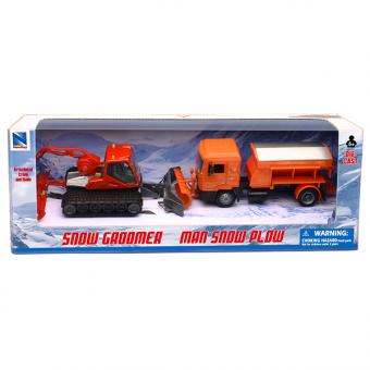 NEW RAY: 2-piece snow plow set. Pistenbully & truck: 