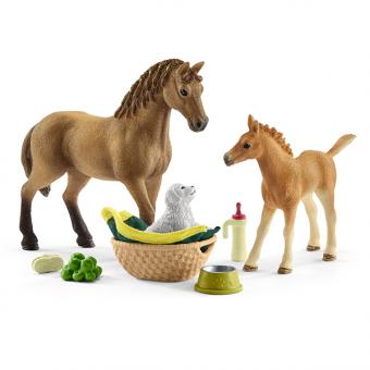 SCHLEICH: Set Tierbaby-Pflege & Pferde Quarter Horse 