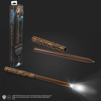 Harry Potter:  Kugelschreiber mit Leuchtfunktion Hermine's Zauberstab:23 cm, braun 