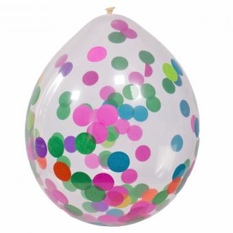 Confetti-Ballons with bunter Confetti:4 Item, 30cm, transparent 