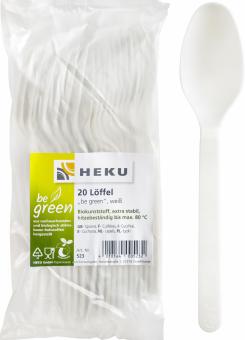 Be green cuillères jetables:20 pièce, 16.5 cm, blanc 