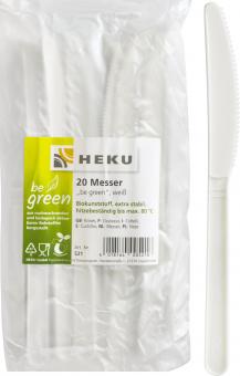 Be green Couteaux jetable:20 pièce, 16.5 cm, blanc 