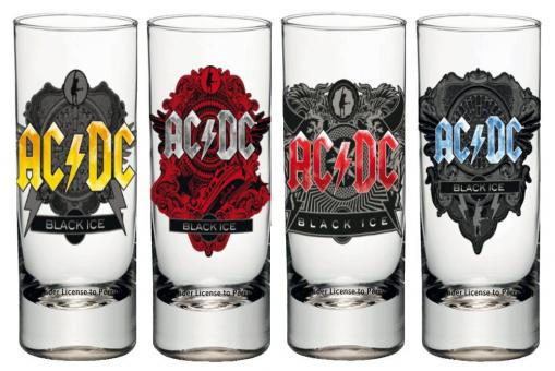 AC/DC Shot Glasses 4-Pack: Black Ice:transparent 