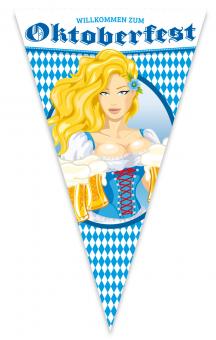 Grand fanion de l'Oktoberfest:90 x 150 cm, bleu/blanc 