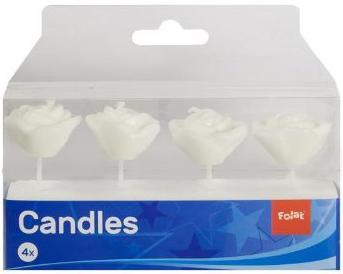 Roses cake candles:4 Item, 5 cm, white 