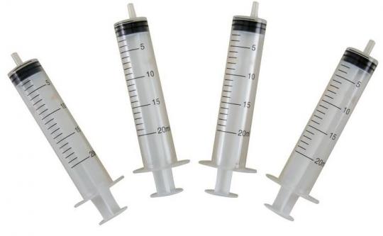 Syringes in the bag:4 Item, 12cm, transparent 