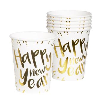 Mug Happy New Year:6 Item, 25 cl, white 