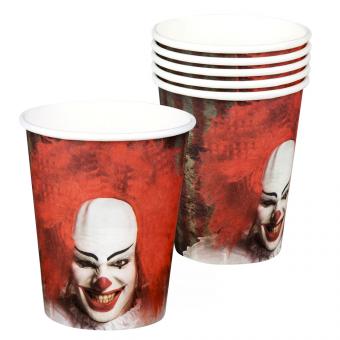 Killer clown Cups:6 Item, 25 cl, red 