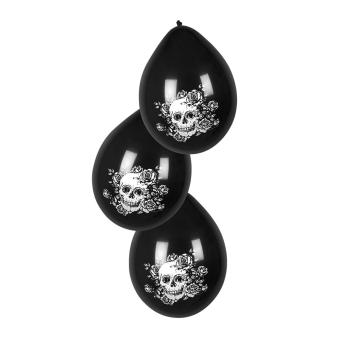 Balloons latex Day of the dead:6 Item, 25 cm, black 