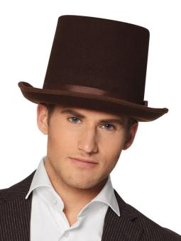 Cylinder hat felt look:Unisex, 58/59cm, brown 