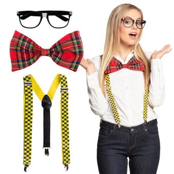 Nerd Kit (glasses, Bow tie  und Suspenders) 