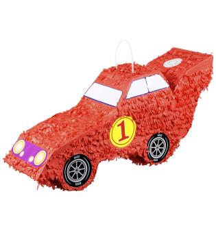 Pinata à frapper Voiture de course : jeu de fête pour enfants:55 x 23 x 15 cm, rouge 