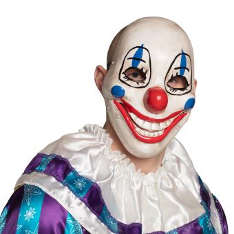 Scary Clown Maske mit beweglichem Kiefer, PVC:weiss 