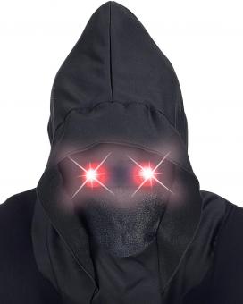 Maske mit Kapuze und leuchtende roten Augen:schwarz/rot 