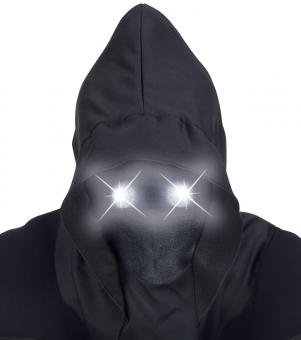 Maske mit Kapuze und leuchtenden weissen Augen:schwarz/weiss 