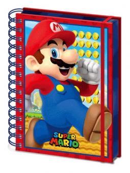 Super Mario: 3D Wiro Notizbuch Mario:A5 (14,8 cm x 21 cm), blau/rot 