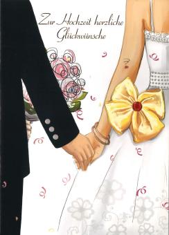 Congratulations card for a wedding with 3D bow.:21 x 30 cm, white 