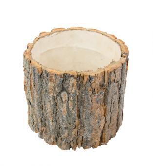 Round Hollow Wooden Trunk with Bark:13cm x 11cm, natur 