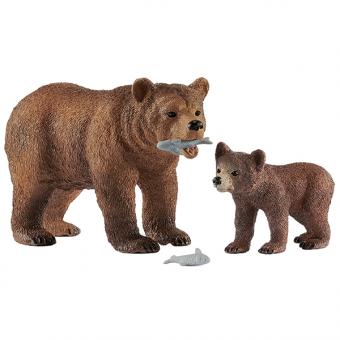 SCHLEICH: Grizzly bear mother with cub 