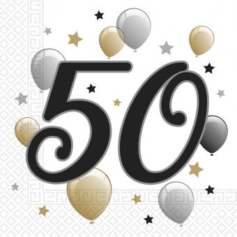 50. birthday Napkins:20 Item, 33 x 33cm, multicolored 