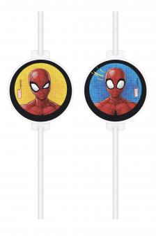 Spiderman Trinkhalme:4 Stück, 24 cm, mehrfarbig 