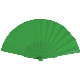 Hand fan fabric with plastic handle:43 x 23 cm, light green 