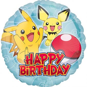 Pokemon Folienballon Happy Birthday:40 cm, mehrfarbig 