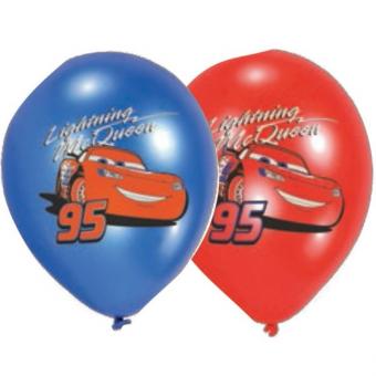 Cars Ballons latex:6 pièce, 30 cm, bleu/rouge 