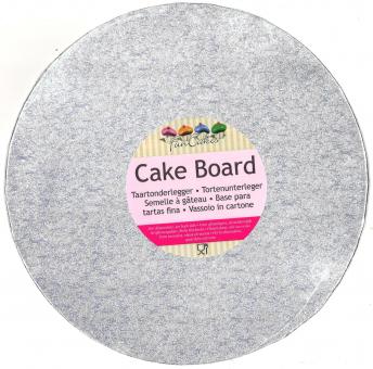 Gâteau mat en carton rond:4mm, d=25cm, argent 