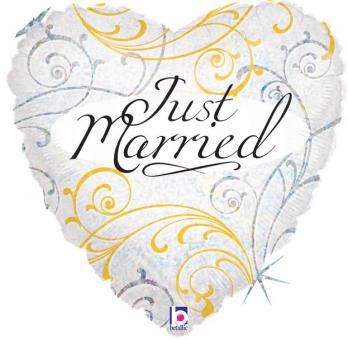 Just Married Wedding Foil Balloon:45 cm, white 