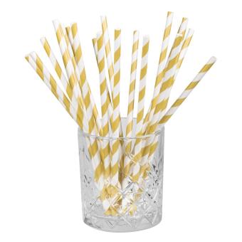 Papier Trinkhalme:20 Stück, 20cm, gold 
