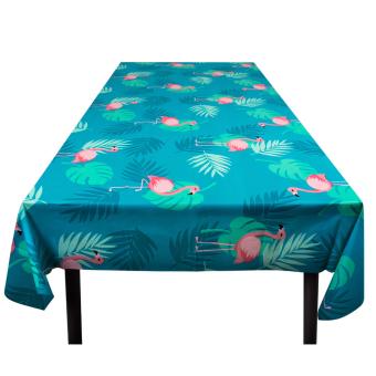 Flamingo Plastic Tablecloth: Summer Party Table Decoration:130 x 180 cm, blue/green 