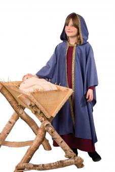 Nativity girl: dress and hooded cape:blue 