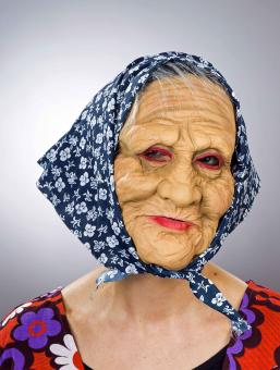 Witch mask with headscarf, latex:natur 