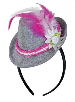 Mini chapeau traditionnel sur bandeau:pink/rose 