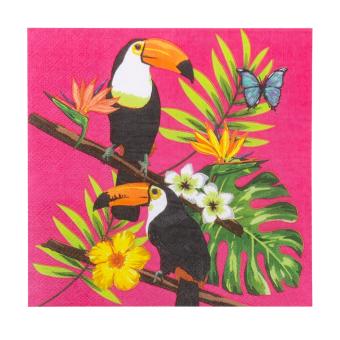 Hawai Serviettes Toucan:20 pièce, 33 x 33 cm, multicolore 