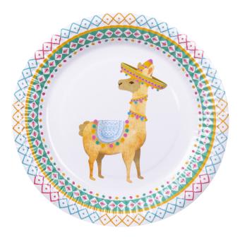 Lama Hawaii Partyteller:6 Stück, 23cm, mehrfarbig 